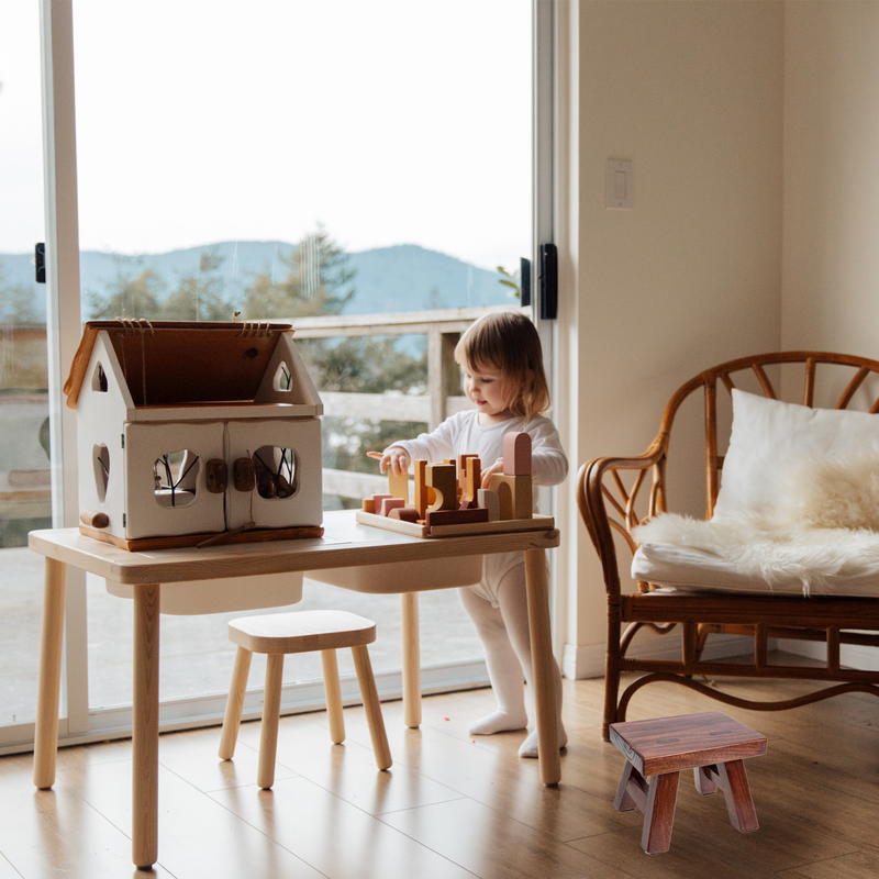 子供のためのミニ木製ステップスツール、家庭の小さな家具、子供の楕円形の家