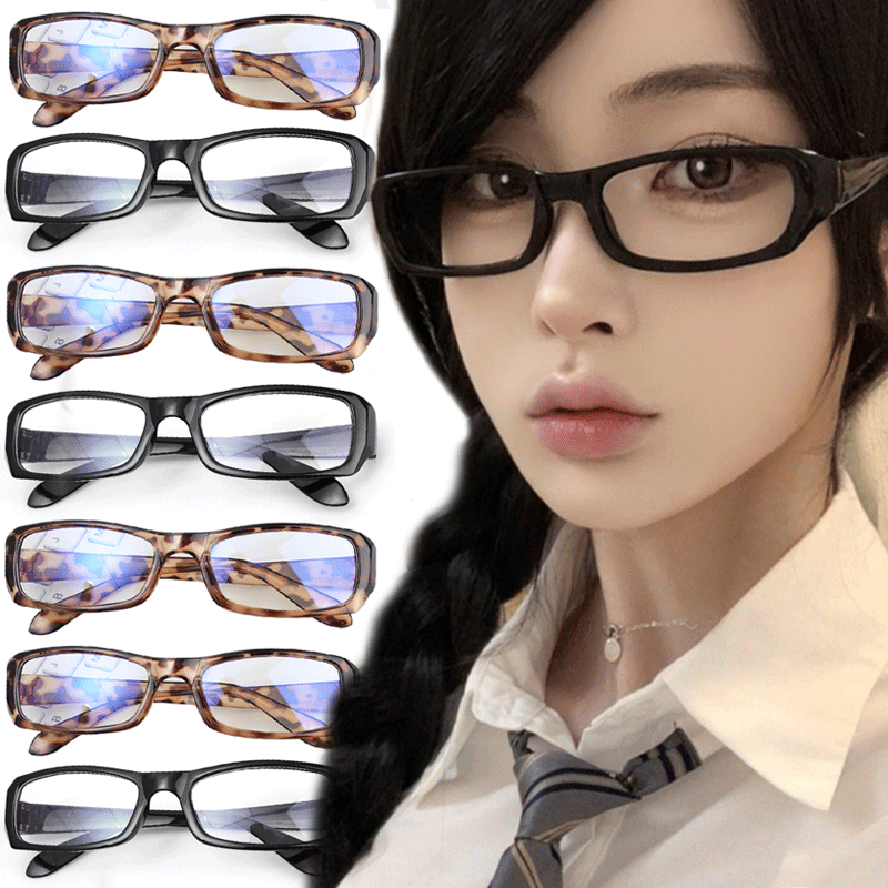 Kacamata bingkai persegi hitam kecil gaya Vintage kacamata anamel Y2K keren manis gadis pedas rasa Premium kacamata Cosplay fotografi