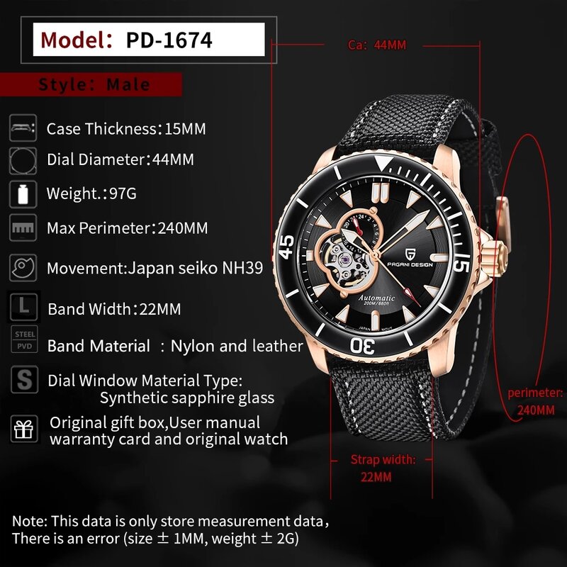 2022 PAGANI Men's Watch Stainless Steel Automatic Mechanical Wristwatch Sapphire Business Waterproof Clock Japanese Watch