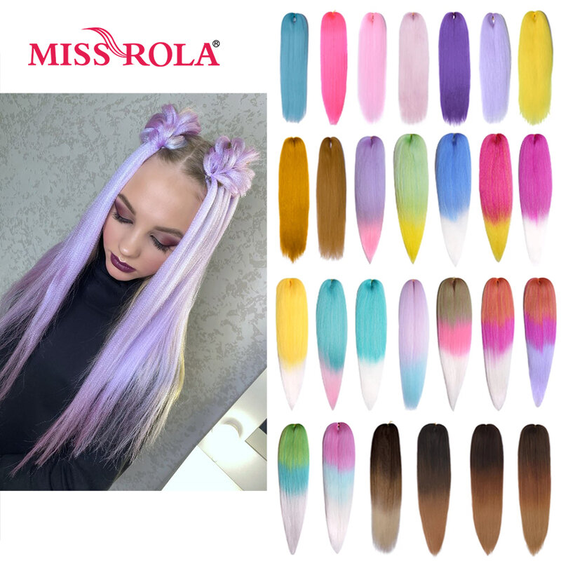 Miss Rola-Extensión de cabello sintético, 28 pulgadas, 100G, 2023, Yaki, Jumbo liso, trenzado, preestirado, Kanekalon