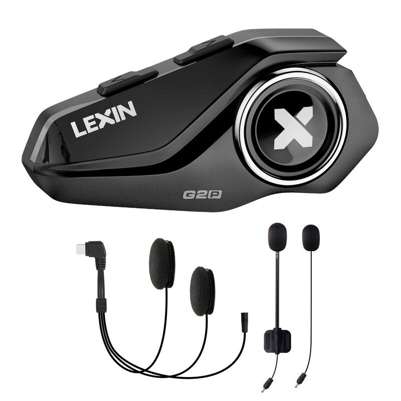 Lexin-G2 Motorcycle Intercom Bluetooth Helmet Headset Up To Pair 6 Riders&Big Button Design Exchangeable Pattern Shell  120KM/H