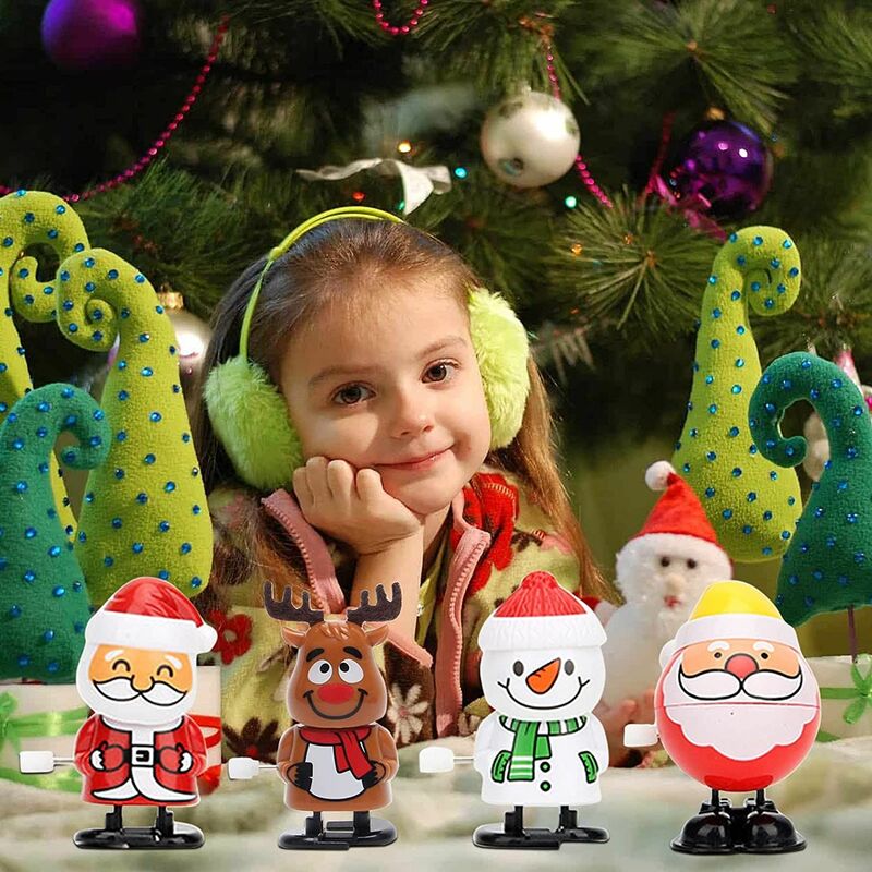 Muñeco de nieve pingüino medias de Navidad embutidoras Santa Claus Reno Navidad Wind Up juguetes surtidos para niños niñas