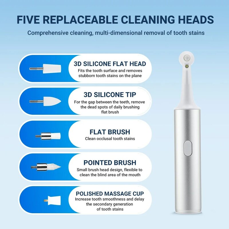 Pulidor Dental eléctrico, herramienta multifuncional para eliminar sarro, manchas de placa, Limpieza de dientes, eliminación de cálculo