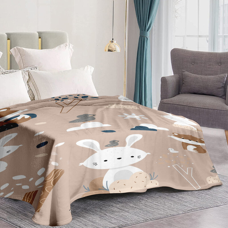 Children's flannel blanket,cartoon printed blanket for boys and girls cute cartoon patterned children's blanket soft bed blanket