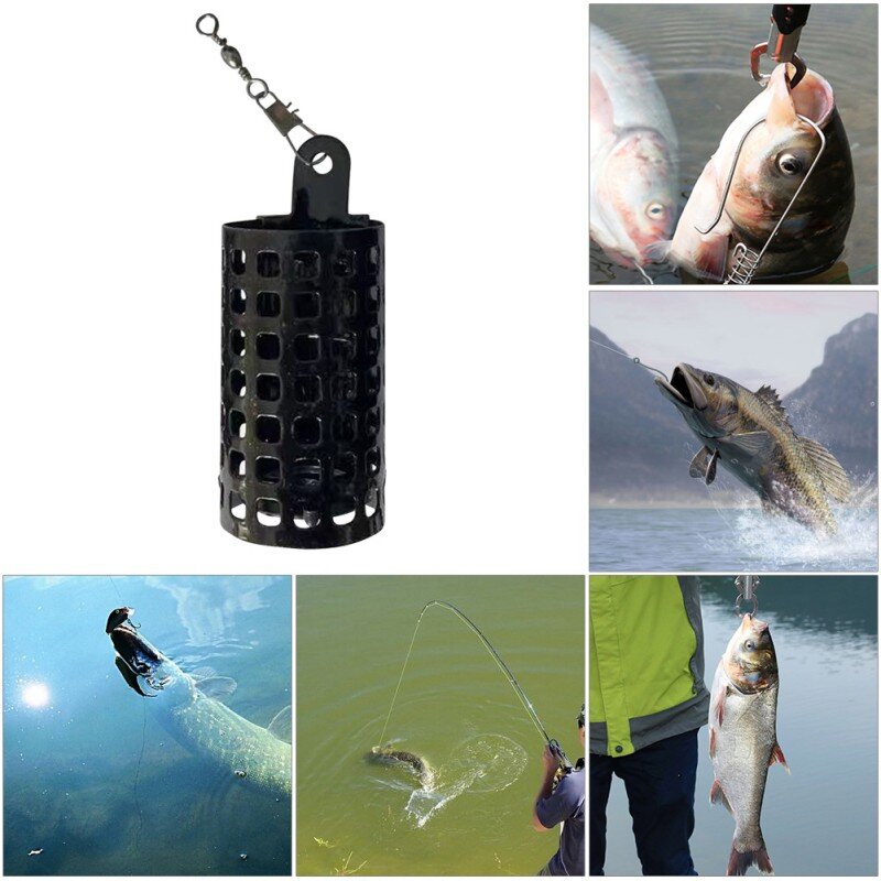 10PCS Fishing Tackle Feeder Cage Round Square for Carp Coarse Match Barbel Metal Feeders Feeder Basket Cage Fishing Lure Cage