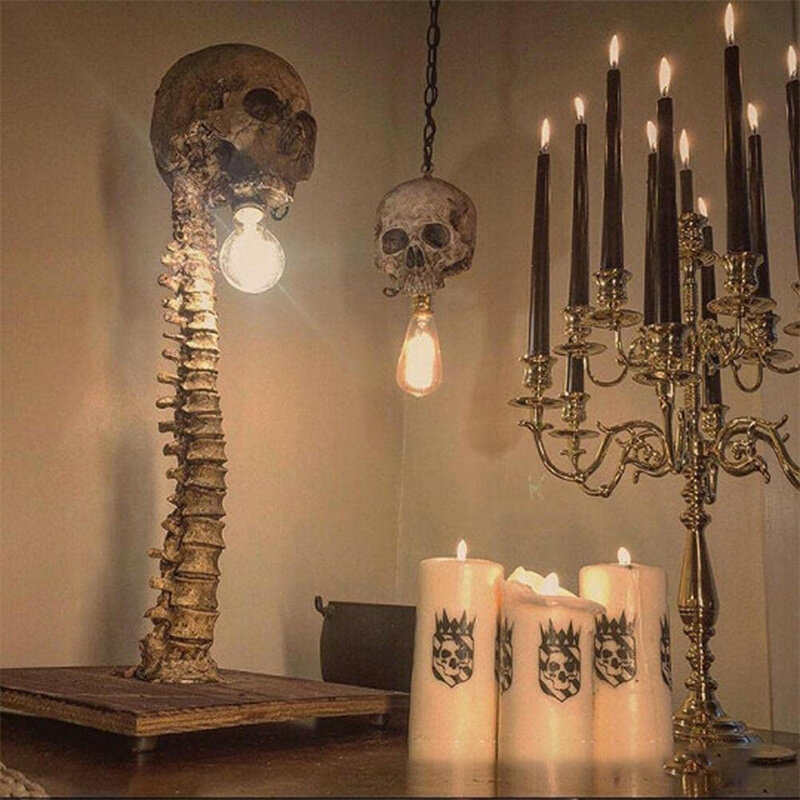 Lámpara de esqueleto de calavera de Halloween, estatua de terror, nueva luz de mesa, adorno creativo para fiesta, accesorio de decoración para el hogar y el dormitorio