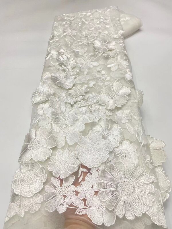 3D Трехмерная Цветочная швейцарская вуаль кружева в Швейцарии 2022 высокое качество, французская вышивка африканские материалы 5 ярдов свадьба