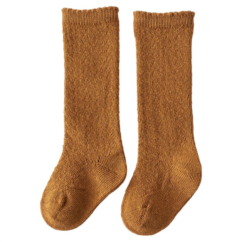 VISgogo Baby Stockings Elastic Hollowed Solid Color Soft Lightweight Summer Socks for Girls Boys 0-24Months