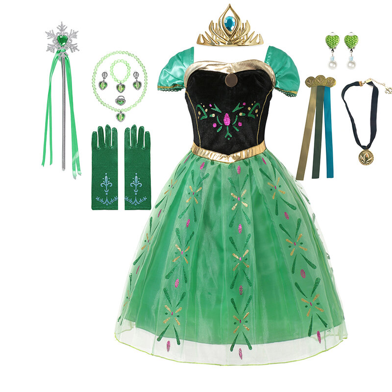 Disfraz de Elsa y Anna de Disney para niña, vestido de princesa para fiesta de cumpleaños, carnaval, 2023