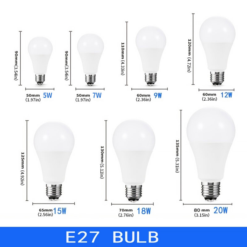 Lâmpadas LED para sala de estar, luminária doméstica, AC 220V, AC 110V, E27, E14, AC 120V, 3W, 6W, 9W, 12W, 15W, 18W, 20W, 4 PCes