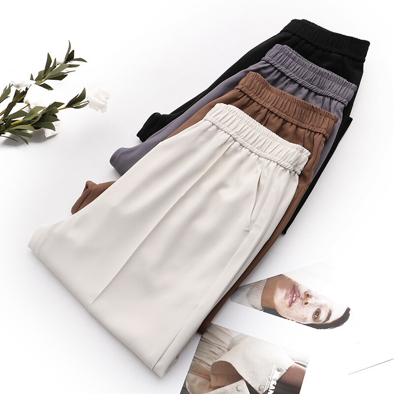 Женские шаровары с завышенной талией, модные и гладкие брюки длиной до щиколотки, изгибающие брюки, весна-лето 2023