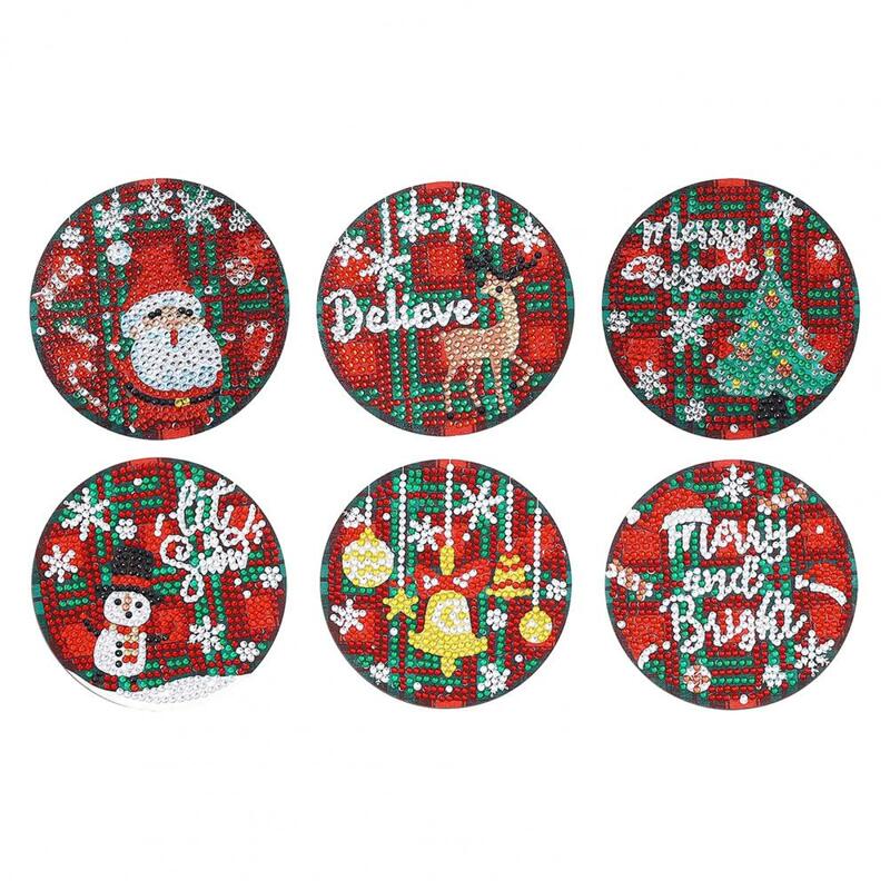 Xmas Pintura Coaster Kit, 5D Pintura Kit Boneco de Neve, Papai Noel, Natal festivo temático, copos para DIY