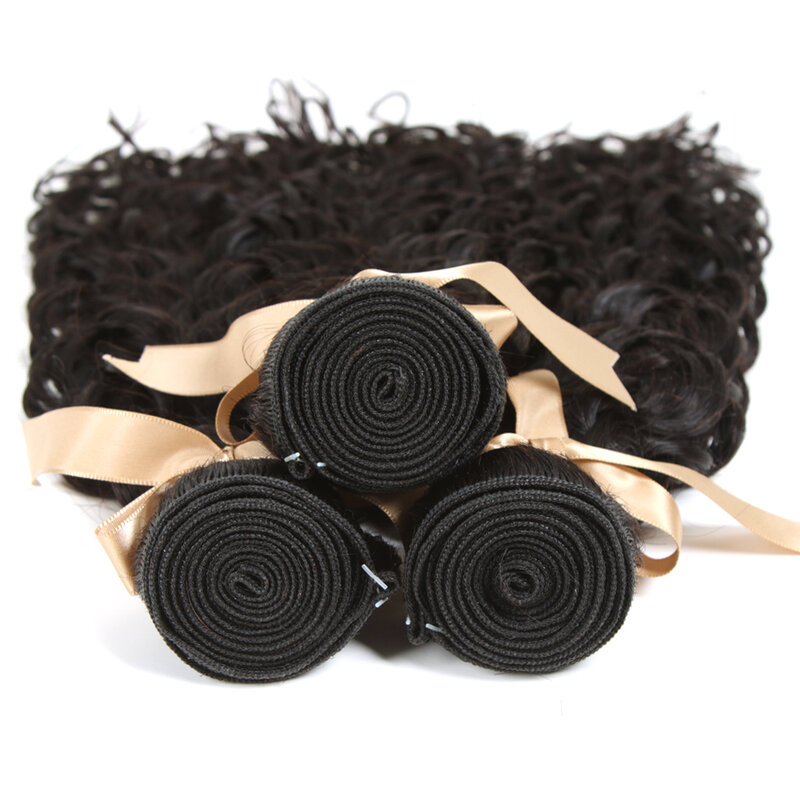 Bundel rambut manusia ramping 28 inci bundel rambut keriting gelombang air Remy ekstensi rambut Brasil bundel jalinan tunggal rambut