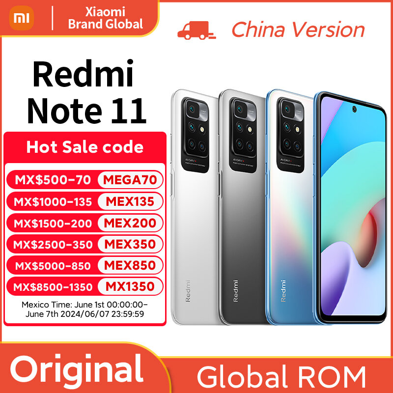 Сотовый телефон Xiaomi Redmi Note 11 с глобальной прошивкой, 4 Гб + 128 Гб, Восьмиядерный процессор Helio G88, AMOLED дисплей 90 Гц, 5000 мАч, 18 Вт, китайская версия