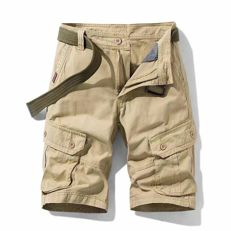 กางเกงขาสั้นผู้ชายตามสมัยนิยมสำหรับฤดูร้อนสีทึบแนวสปอร์ตแฟชั่นลำลองกลางแจ้งคร็อปแพนท์ชายหาดทุกวัน