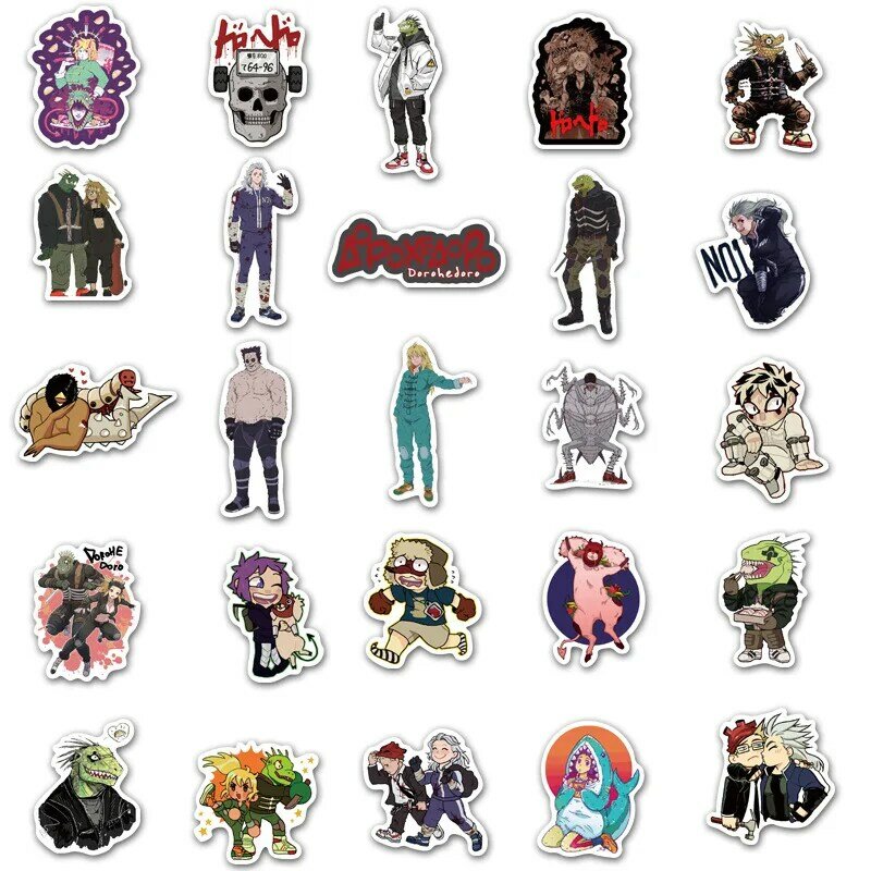 10/50 sztuk nowy Dorohedoro Jpanese Anime Sickers dla Laptop Moto Skateboard przechowalnia lodówka Notebook zabawki dla dzieci kalkomania