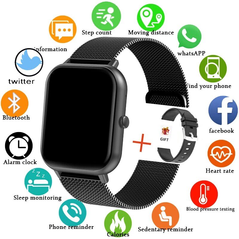 Reloj inteligente para hombre y mujer, pulsera con control del ritmo cardíaco y de la presión sanguínea, Bluetooth, llamadas, compatible con Xiaomi, Huawei e IOS, 2024