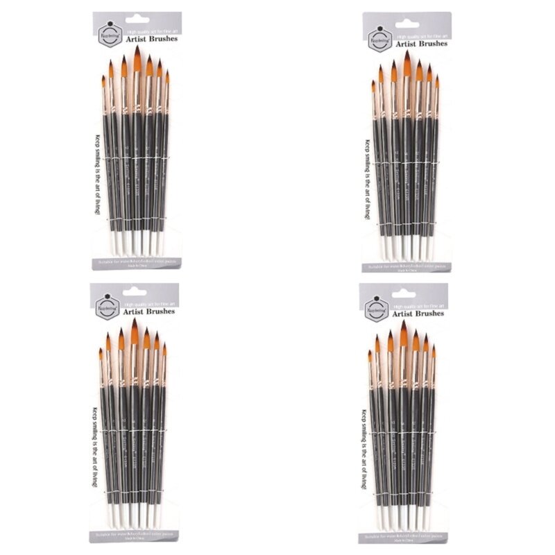 7Pcs Acrylic Paint Brush Set,Nylon Hair Brushes for Oil Watercolor Painting Artist Pro-Kit Drawing Arts Crafts Supplies