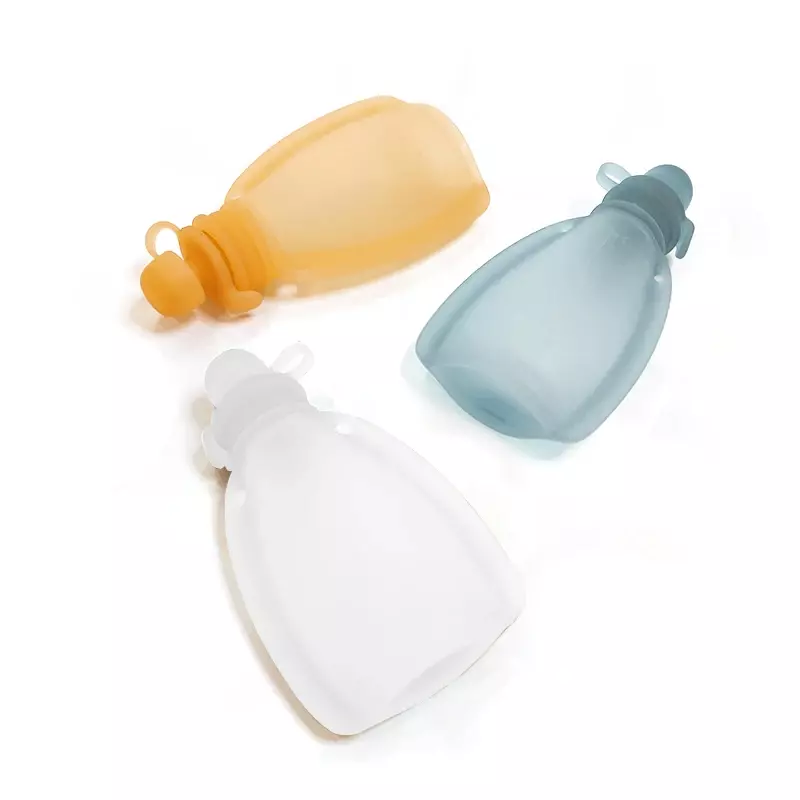 120ML Bpa Free Refillable Silicone Baby Food Bags Reusable Squeeze Storage Containers for Toddlers Kids Bpa Free
