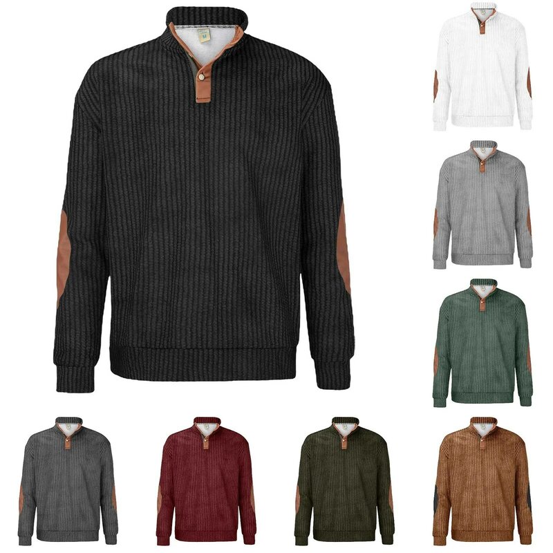 Sudadera Vintage con botones para hombre, ropa informal de gran tamaño, jersey de manga larga, Tops, Otoño, 2023