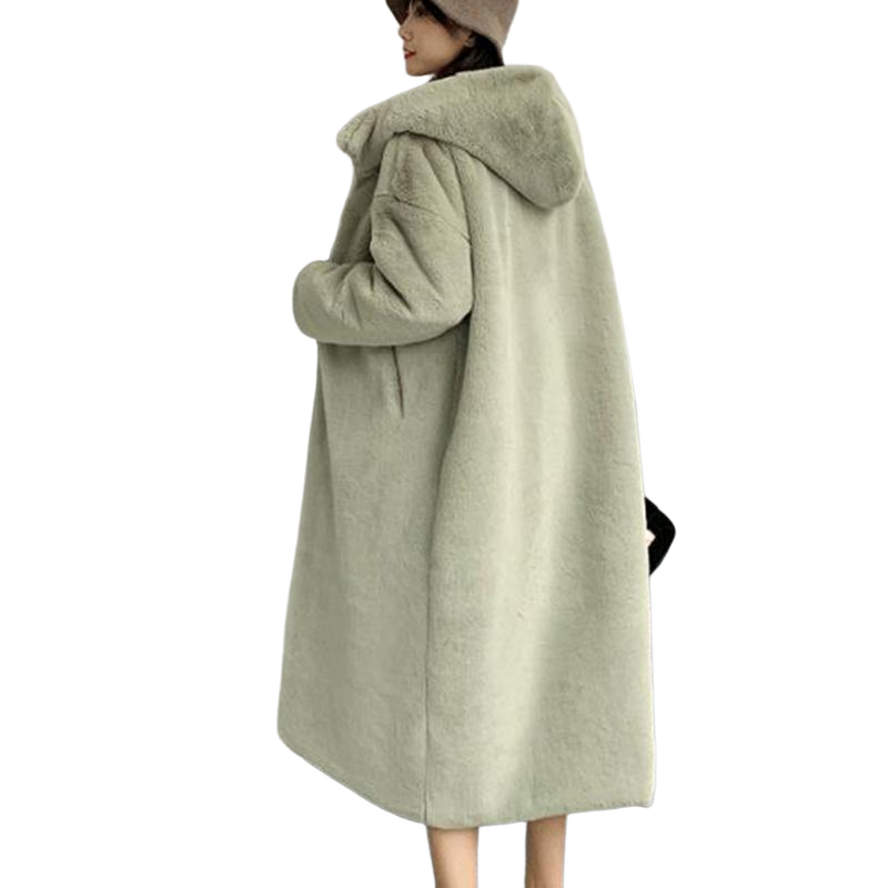 Manteau Long en fausse fourrure de lapin pour femme, de luxe, à revers ample, épais et chaud, en peluche, de haute qualité, hiver