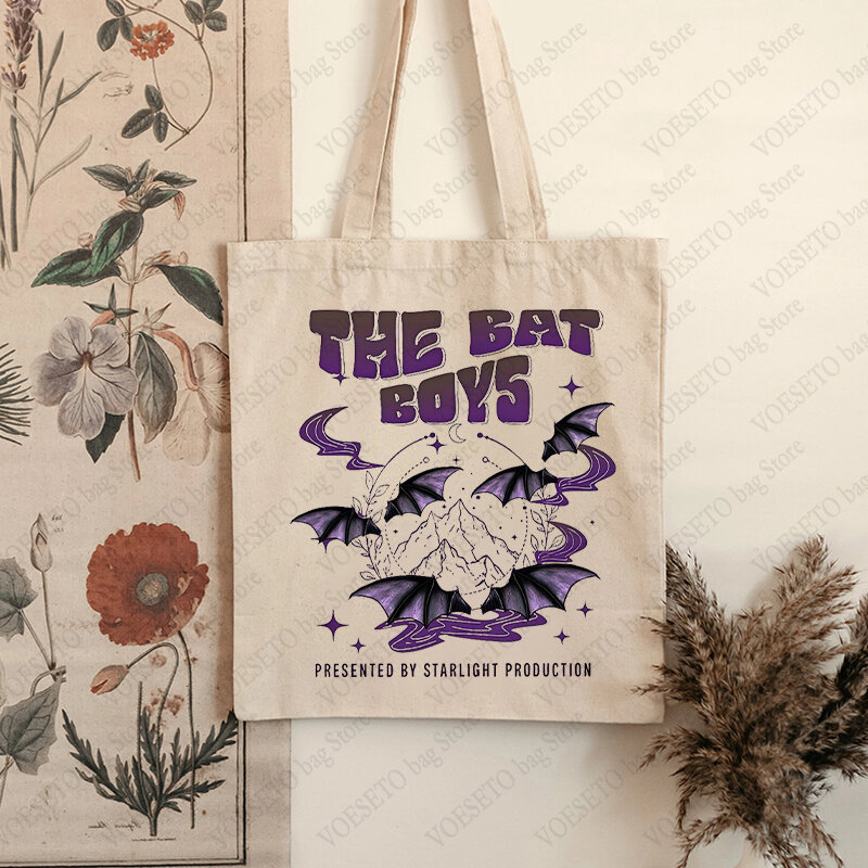 Acotar The Bat Boys 패턴 토트백, 밴드 연인을 위한 캔버스 숄더백, 재사용 가능한 쇼핑백, Illyrians Warriors
