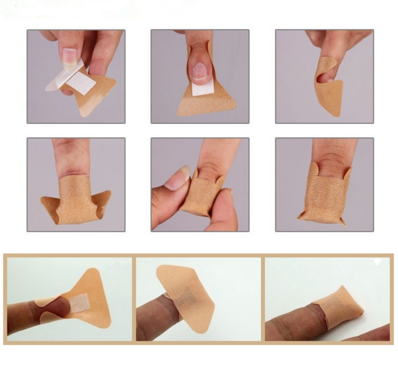 10ชิ้น/เซ็ตวัสดุ PE Finger Band Aid Wound Dressing Patch เครื่องมือฉุกเฉินพลาสเตอร์ Breathable ผ้าพันแผลทางการแพทย์แถบ45*51มม.