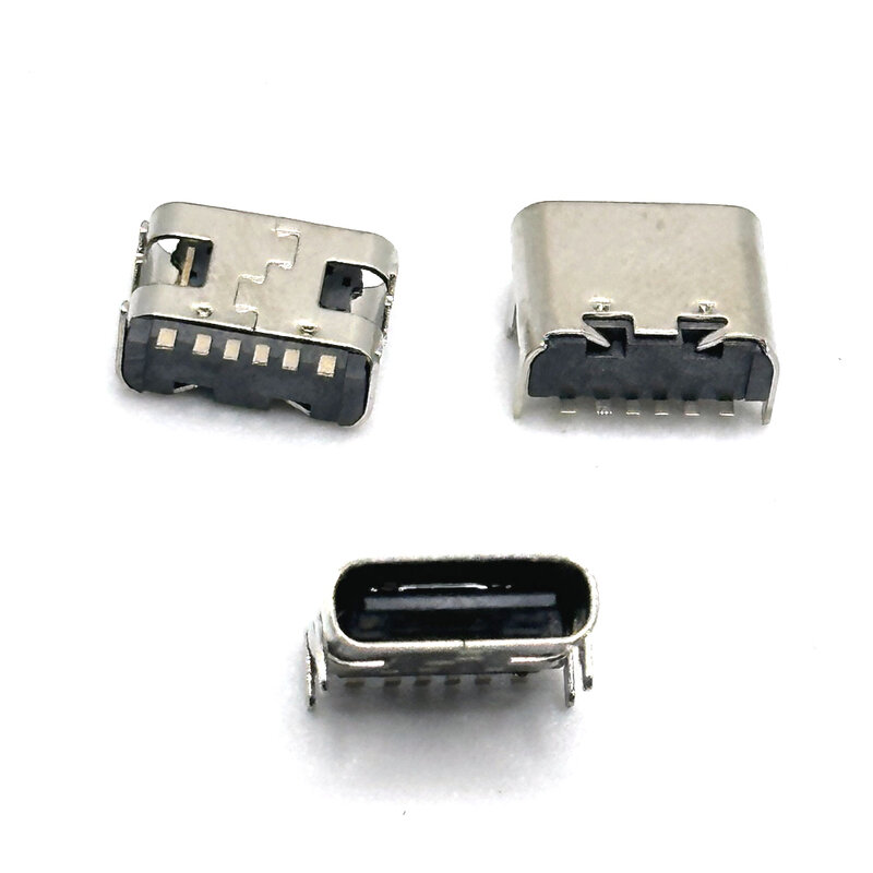 موصل مقبس USB صغير من نوع C SMT ، غمس SMD لتصميم ثنائي بي سي ، شحن ذاتي الصنع عالي التيار ، 6 دبوس ، 1 روض ، 20