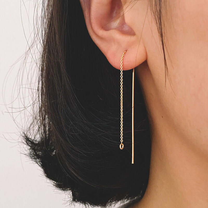 10ชิ้น Dainty GOLD EAR threader CHAIN earwire กับ JUMP Ring (GB-1299)