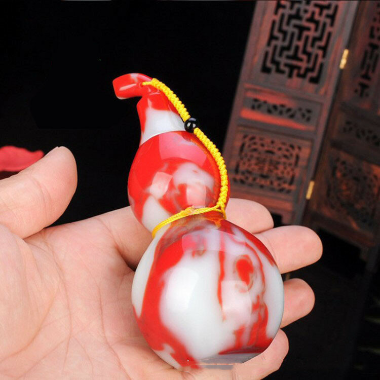 ธรรมชาติ Xinjiang Gobi Gold ผ้าไหมหยกเลือดไก่หยกลอยดอกไม้ Gourd เครื่องประดับยอดนิยม Fulushou จับเครื่องประดับ