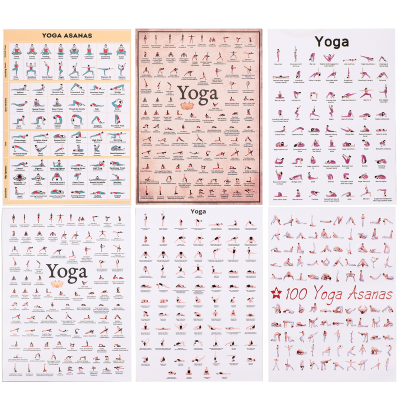 Póster de Yoga de 6 piezas para decoración de oficina, lienzo de pared, carteles de entrenamiento para el hogar, sala de gimnasio, decoración de Fitness