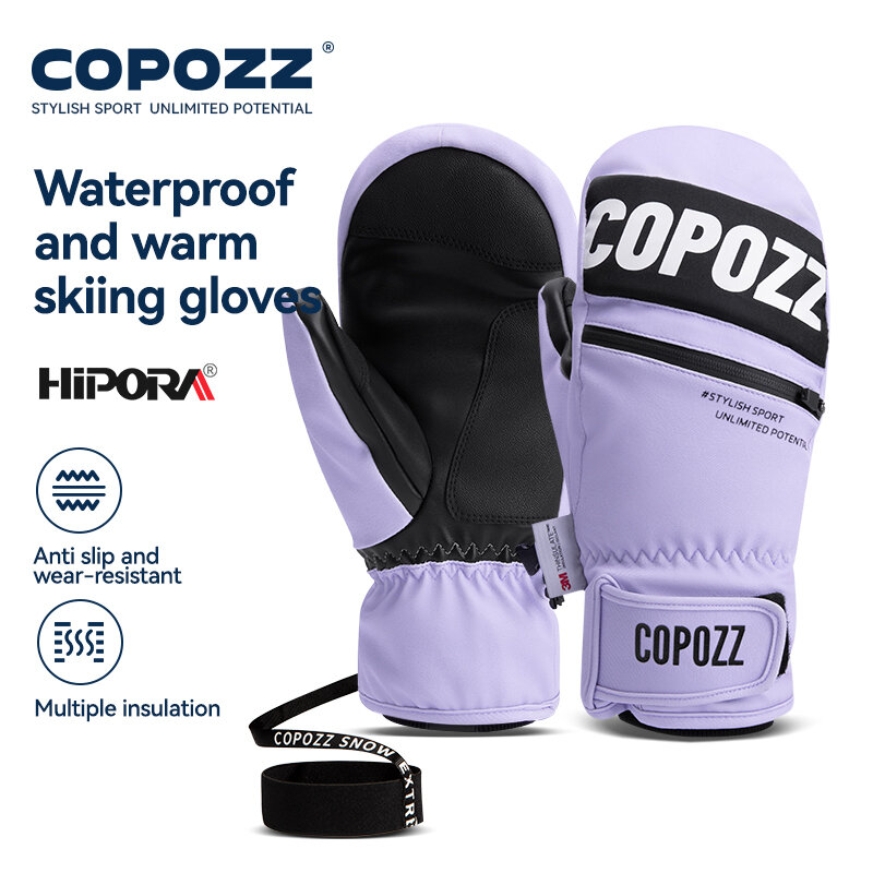COPOZZ-Luvas de esqui espessadas para homens e mulheres, luvas térmicas, espessadas, impermeáveis, quentes, 3M, snowboard, nova atualização, inverno