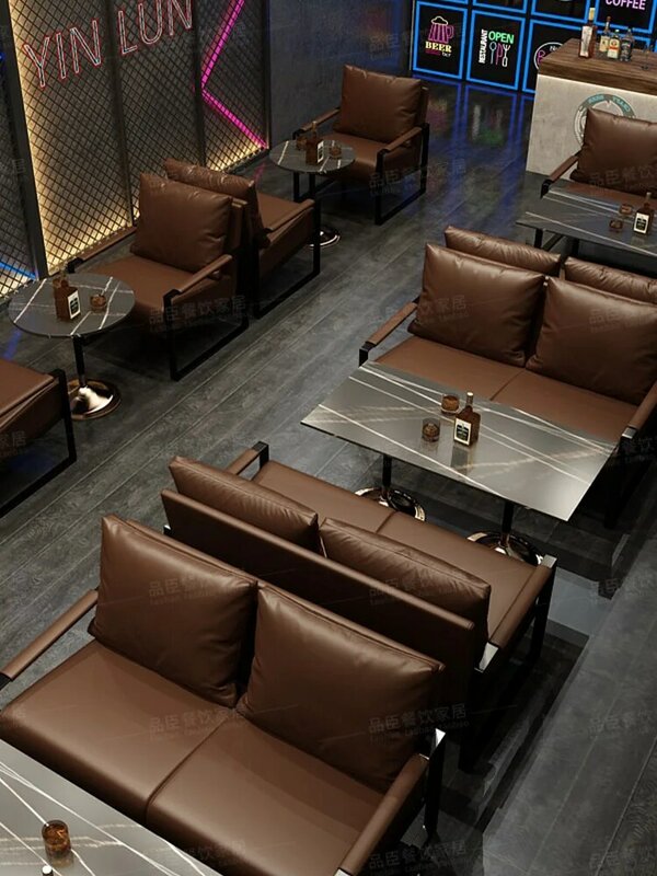Furnitur komersial retro bar kasir sofa musik bar makan susu toko teh kopi meja dan kombinasi kursi