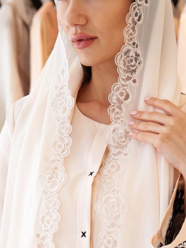Lace Edge Chiffon Hijab Scarf for Women Turban Plain Headscarf Hoofddoek Scarves Women's Shawls Hijabs for Woman Bandana Islamic