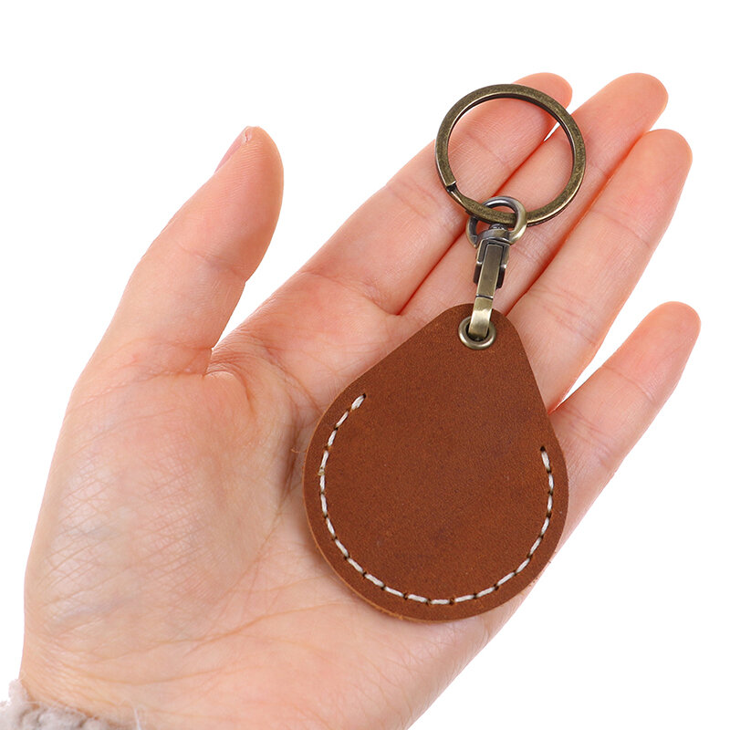 Tag chave do saco do cartão do RFID do couro do plutônio, anel chave do vintage, porta Keychain, controle de acesso, caso do cartão da identificação, 1PC