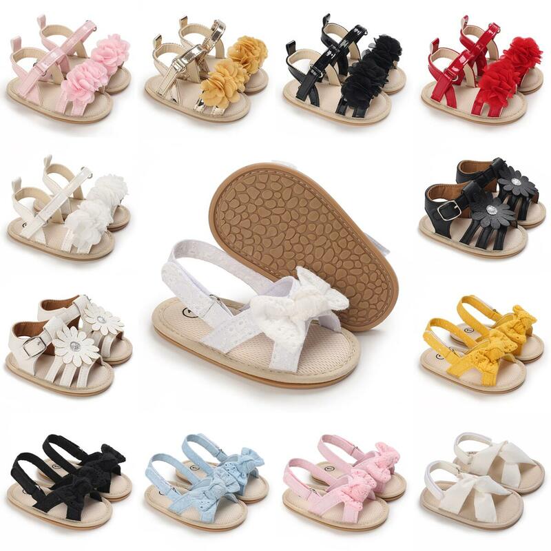 Zapatos de verano para primeros pasos para niños y niñas, sandalias de playa transpirables, elegantes, informales, con suela de goma de cuero