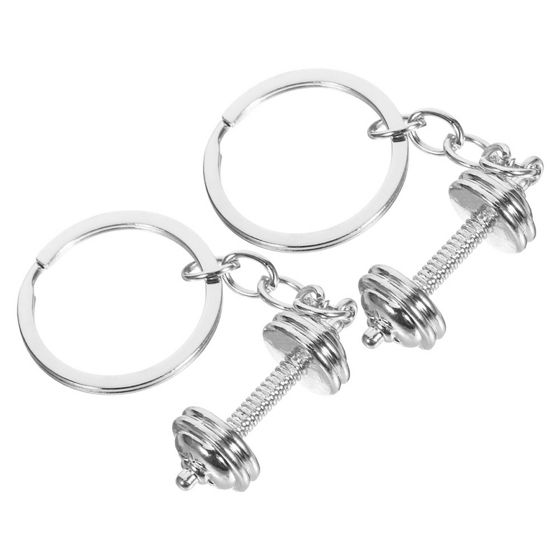 Dumbbell Keychain para chaves do carro, Halterofilismo Chaveiros, Versão Coreana Charm Ring, Anéis De Fitness