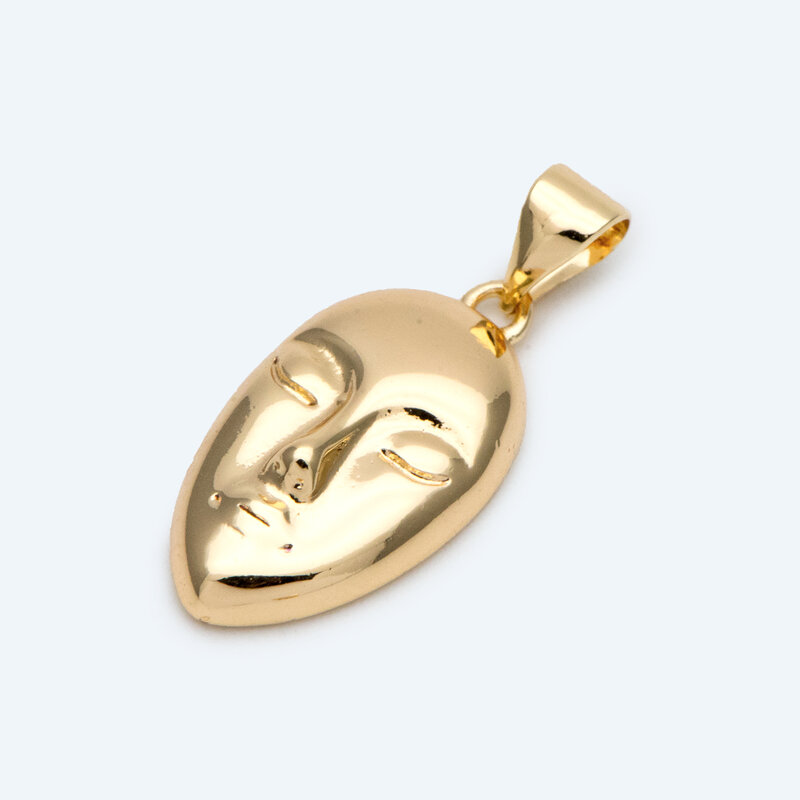 10 pçs rosto charme com fiança, 18k banhado a ouro bronze, máscara para fazer jóias pingente pulseira colar acessórios diy (GB-2753)