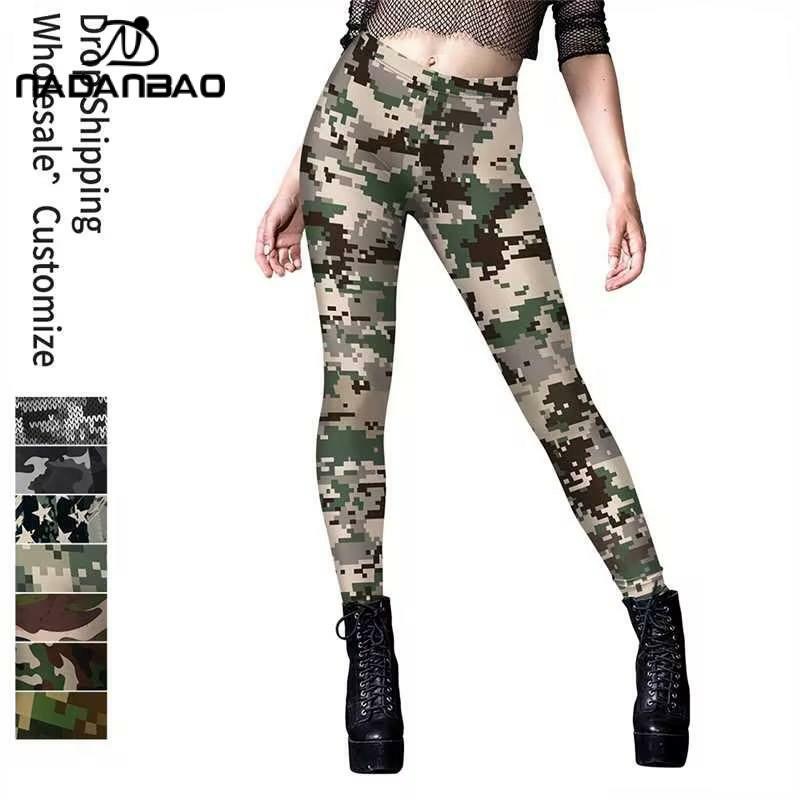 NADANBAO Camouflage Leggings Women Sporty Pants Outdoor Hiking Fitness Workout Trousers Elastic Sexy Tights Female Casual Bottom