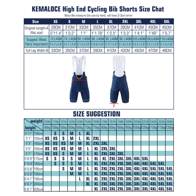 KEMALOCE-Shorts Respiráveis de Ciclismo para Homens, Shorts de Mountain Bike, Knicker Apertado, Azul e Preto Sólido, 5D Gel Pad, High End, Ao Ar Livre