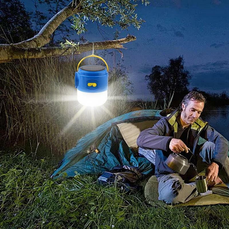 Camping Tent Lights Portable Tent Lantern Multifunctional Light Solar Powered & USB Charging Hangable LED Tent Lamp With 3 Light