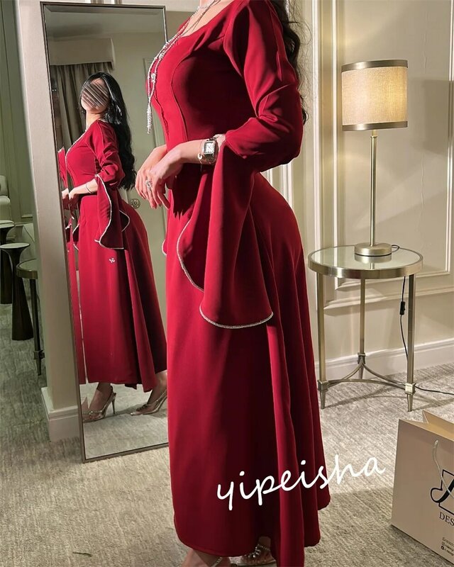 사우디 아라비아 무도회 쉬폰 스팽글 홈 커밍 A 라인 스퀘어 넥, 맞춤형 행사 가운, 긴 드레스, 볼 원피스