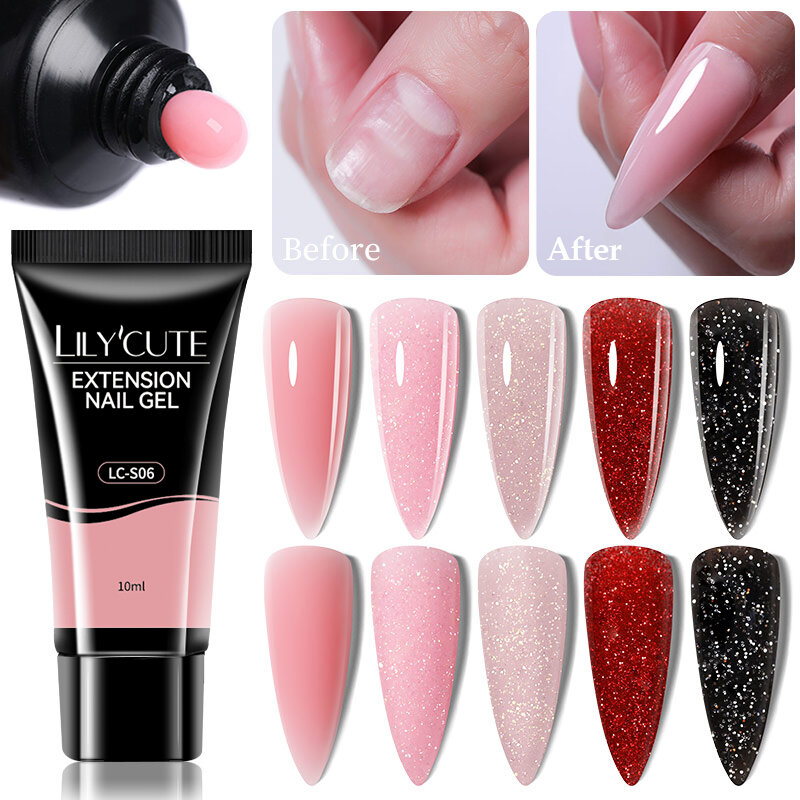 LilyCute-半永久的なマニキュア,UV硬化ジェル,指の長持ち,肌色,白,光沢のあるピンク