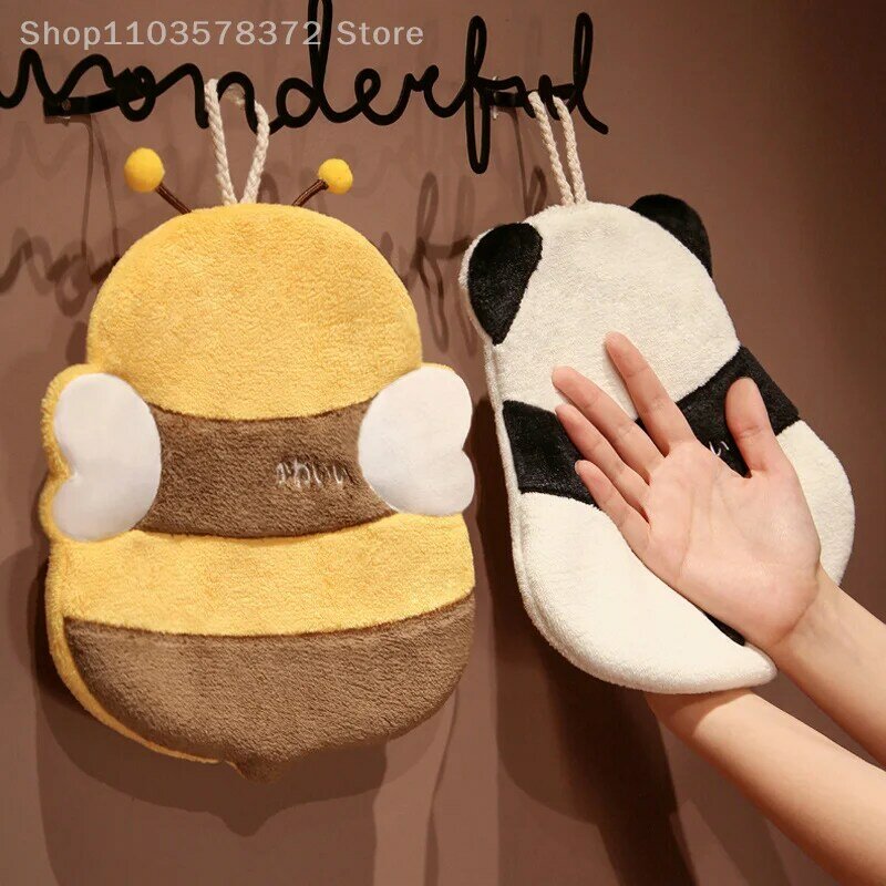 1Pc Thickened Cute Cartoon Plush Lanyard Multi-functional Absorbent Towels Wipe Handkerchief Rag Cleaning Cloth