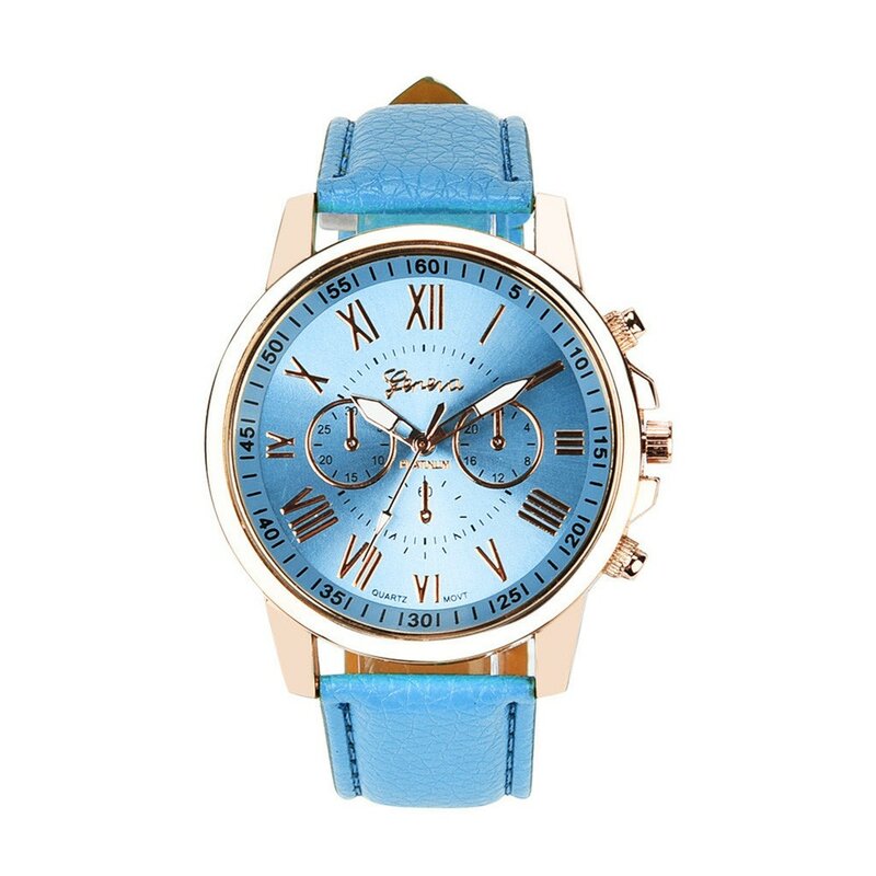 Reloj de pulsera de cuarzo con correa de cuero Simple para mujer, de tres ojos reloj de pulsera, alta calidad, exquisito, combina con todo