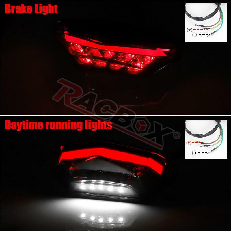 3 Wires LED Motorcycle Tail Brake Light Red Smoke Lens Rear License Lamp Daytime Running Signal Universal For 12V Moto Scooter