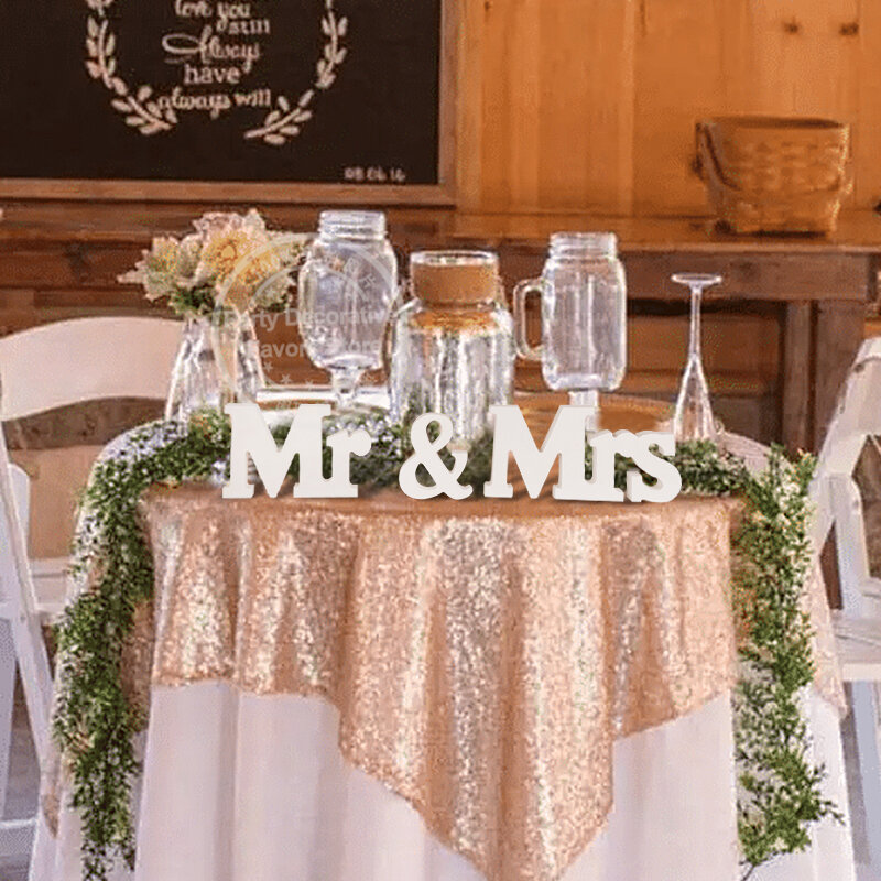 3ชิ้น/เซ็ต Mr & Mrs ตัวอักษรสีขาวไม้สำหรับชนบทของตกแต่งงานแต่งงานโปรดปรานแต่งงานตารางเครื่องประดับ Photo Props ของขวัญ