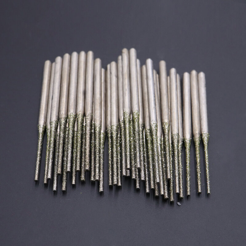 Brocas de pulido de diamante Ultralong, vástago de 100mm, brocas de agujero de perforación pequeñas de 2,3mm-0,8mm, brocas de perforación de Jade de piedra, 2,5 piezas
