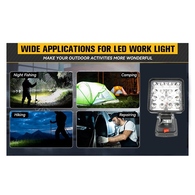 Lampu LED kerja 4 inci, lampu toko LED, lampu kerja situs kerja untuk daya baterai 18V