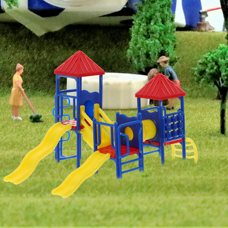 Ornamen rumah Mini Slide mainan anak, ornamen rumah dekorasi plastik kecil Model tempat bermain anak